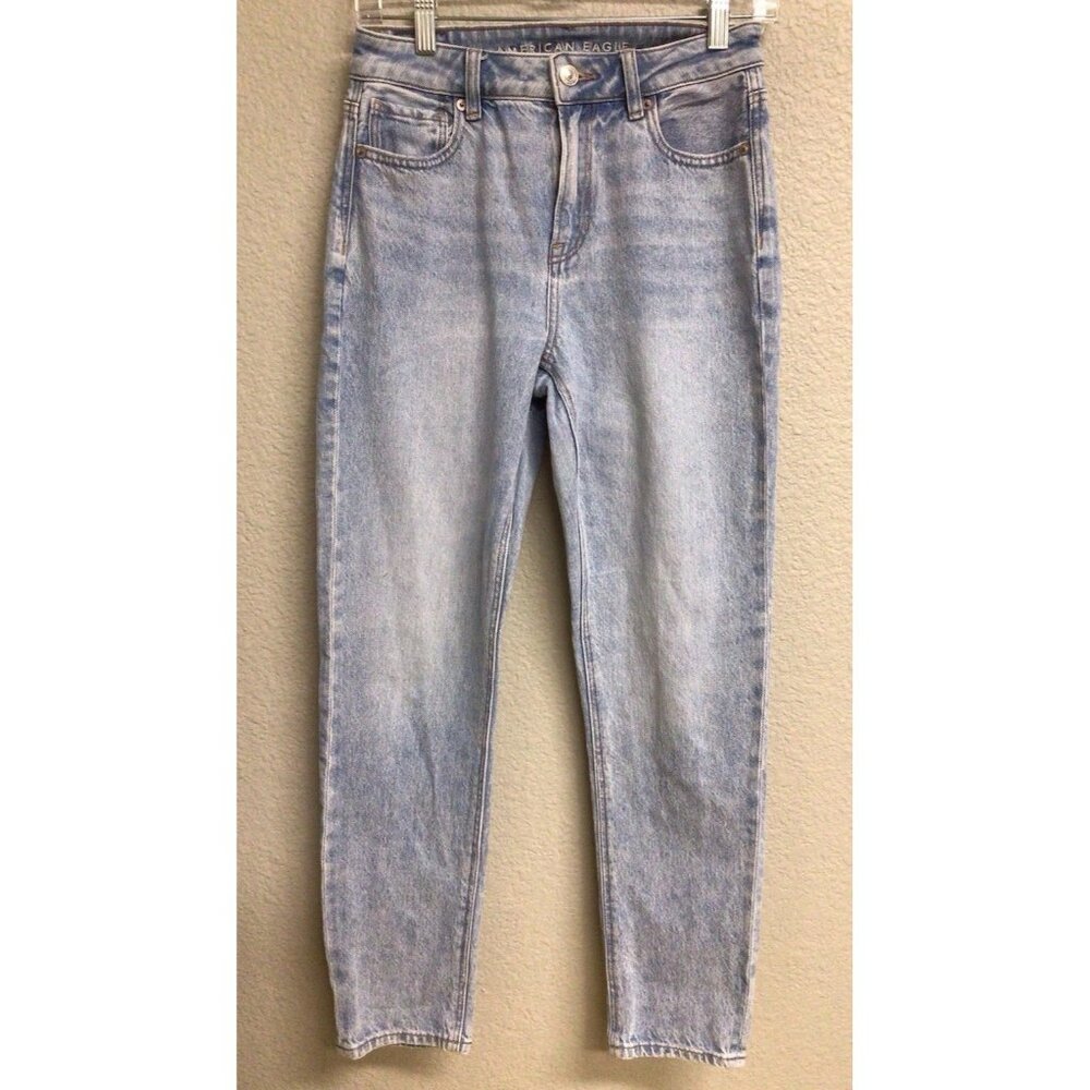 American Eagle Women Jeans Size Blue Denim Mom Jean Strigid Size 0